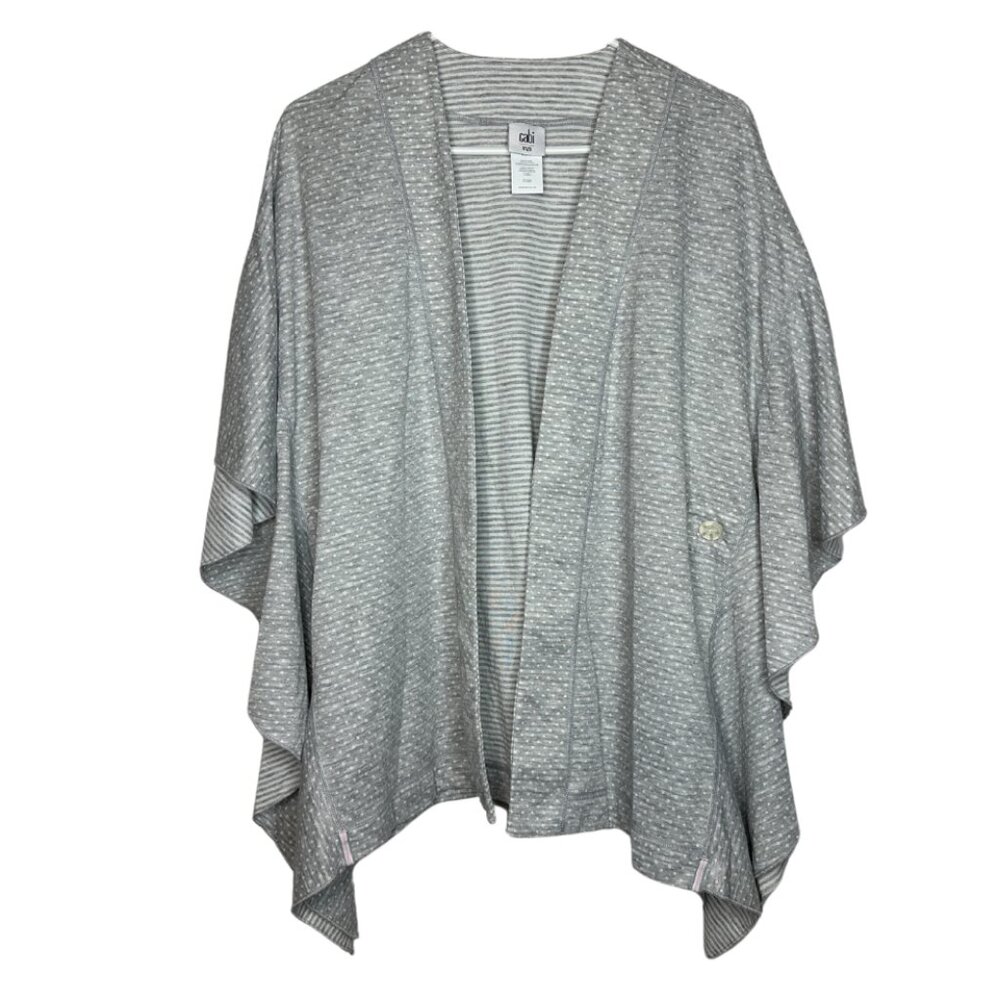 Cabi Polka Dot & Stripe ATC Cape | Gray & Ivory Shawl | XS/S Sweatshirt Cardigan